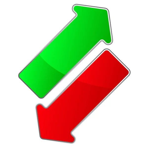 Zöld Piros Fel Nyíl Nyíl Felfelé Lefelé Mutat — Stock Vector