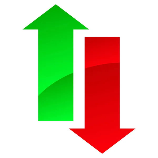 Freccia Verde Rossa Giù Freccia Rivolta Verso Alto Verso Basso — Vettoriale Stock