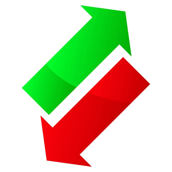 Grüner Und Roter Pfeil Nach Oben Und Unten Pfeil Zeigt — Stockvektor