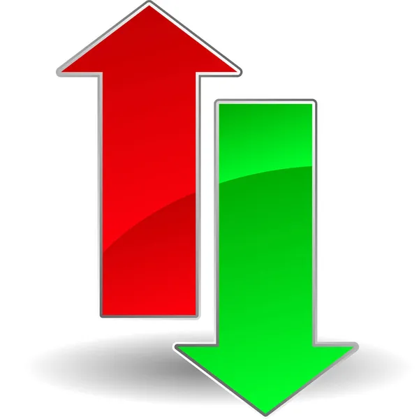 Flecha Verde Roja Arriba Abajo Flecha Apuntando Hacia Arriba Hacia — Vector de stock