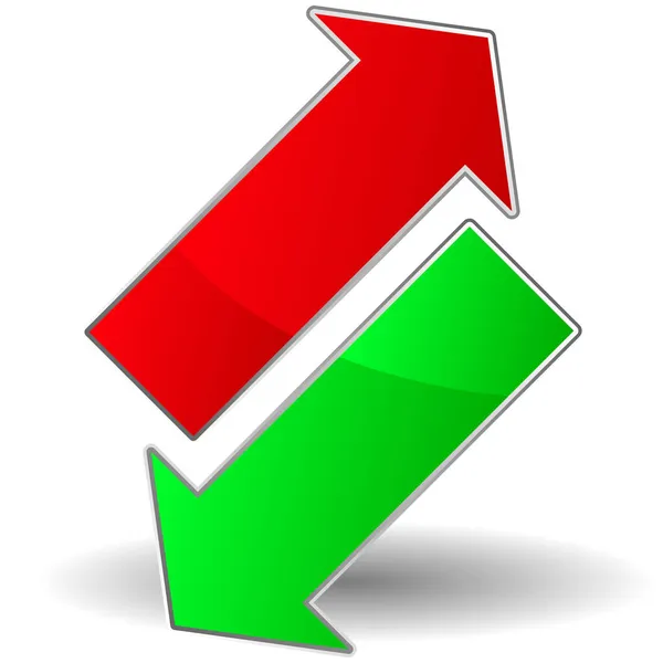 Green Red Arrow Arrow Pointing Upwards Downwards — Stock Vector