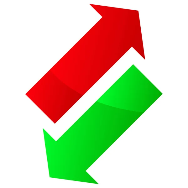 Green Red Arrow Arrow Pointing Upwards Downwards — Stock Vector