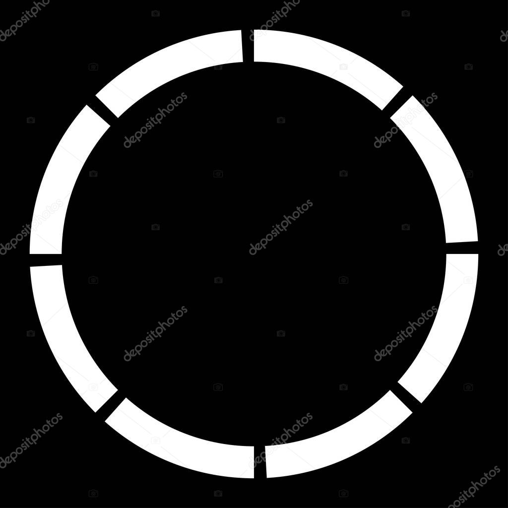 8 part, section segmented circle. Abstract dashed lines circular geometric element - stock vector illustration, clip-art graphics