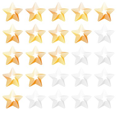 Yıldız derecelendirme elemanı Not, rütbe, sıralama konsepti. Geri bildirim, müşteri memnuniyeti simgesi, vektör