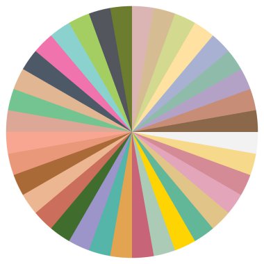 Turta grafiği, turta grafiği, dairesel, daire diyagramı, 2 'den 65' e kadar olan bölümler. Orantı konsepti bilgisi, sunum ögesi - stok vektör illüstrasyonu, kırpma sanatı grafikleri