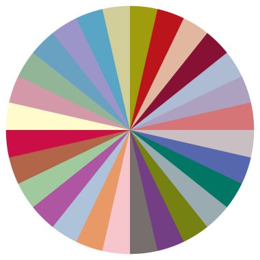 Turta grafiği, turta grafiği, dairesel, daire diyagramı, 2 'den 65' e kadar olan bölümler. Orantı konsepti bilgisi, sunum ögesi - stok vektör illüstrasyonu, kırpma sanatı grafikleri