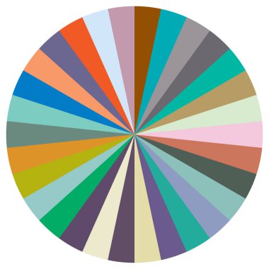 Turta grafiği, turta grafiği, dairesel, daire diyagramı, 2 'den 65' e kadar olan bölümler. Orantı konsepti bilgisi, sunum ögesi - stok vektör illüstrasyonu, kırpma sanatı grafikleri