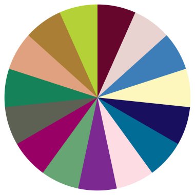 Turta grafiği, turta grafiği, dairesel, daire diyagramı, 2 'den 65' e kadar olan bölümler. Orantı konsepti bilgisi, sunum ögesi - stok vektör illüstrasyonu, kırpma sanatı grafikleri