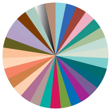 Turta grafiği, turta grafiği, dairesel, daire diyagramı, 2 'den 65' e kadar olan bölümler. Orantı konsepti bilgisi, sunum ögesi - stok vektör illüstrasyonu, kırpma sanatı grafikleri