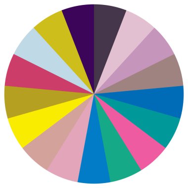 Turta grafiği, turta grafiği, dairesel, daire diyagramı, 2 'den 65' e kadar olan bölümler. Orantı konsepti bilgisi, sunum ögesi - stok vektör illüstrasyonu, kırpma sanatı grafikleri
