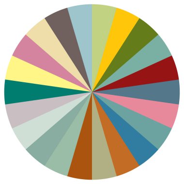 Turta grafiği, turta grafiği, dairesel, daire diyagramı, 2 'den 65' e kadar olan bölümler. Orantı konsepti bilgisi, sunum ögesi - stok vektör illüstrasyonu, kırpma sanatı grafikleri