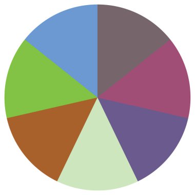 Turta grafiği, turta grafiği, dairesel, daire diyagramı, 2 'den 65' e kadar olan bölümler. Orantı konsepti bilgisi, sunum ögesi - stok vektör illüstrasyonu, kırpma sanatı grafikleri