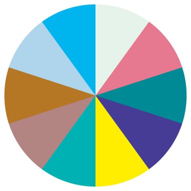 Turta grafiği, turta grafiği, dairesel, daire diyagramı, 2 'den 65' e kadar olan bölümler. Orantı konsepti bilgisi, sunum ögesi - stok vektör illüstrasyonu, kırpma sanatı grafikleri