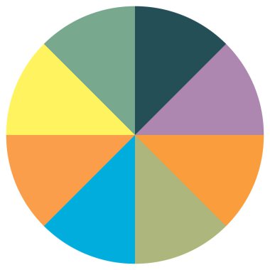 Turta grafiği, turta grafiği, dairesel, daire diyagramı, 2 'den 65' e kadar olan bölümler. Orantı konsepti bilgisi, sunum ögesi - stok vektör illüstrasyonu, kırpma sanatı grafikleri