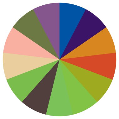 Turta grafiği, turta grafiği, dairesel, daire diyagramı, 2 'den 65' e kadar olan bölümler. Orantı konsepti bilgisi, sunum ögesi - stok vektör illüstrasyonu, kırpma sanatı grafikleri