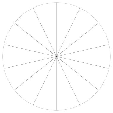 Turta grafiği, turta grafiği, dairesel, daire diyagramı, 2 'den 65' e kadar olan bölümler. Orantı konsepti bilgisi, sunum ögesi - stok vektör illüstrasyonu, kırpma sanatı grafikleri