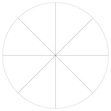 Turta grafiği, turta grafiği, dairesel, daire diyagramı, 2 'den 65' e kadar olan bölümler. Orantı konsepti bilgisi, sunum ögesi - stok vektör illüstrasyonu, kırpma sanatı grafikleri