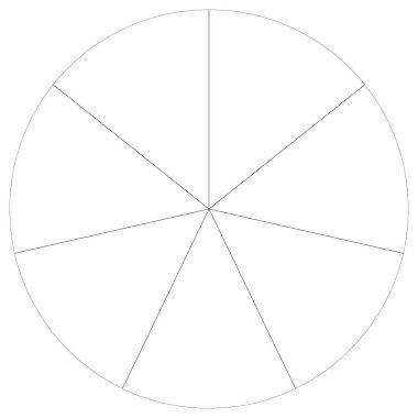 Turta grafiği, turta grafiği, dairesel, daire diyagramı, 2 'den 65' e kadar olan bölümler. Orantı konsepti bilgisi, sunum ögesi - stok vektör illüstrasyonu, kırpma sanatı grafikleri