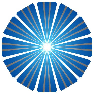 Üst üste binen telleri olan soyut çember geometrik tasarım elemanı. Dairesel, radyal, ışıyan çizgiler tasarım şekli - stok vektör illüstrasyonu, klip- sanat grafikleri