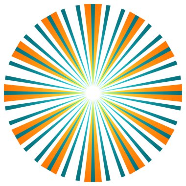 Üst üste binen telleri olan soyut çember geometrik tasarım elemanı. Dairesel, radyal, ışıyan çizgiler tasarım şekli - stok vektör illüstrasyonu, klip- sanat grafikleri