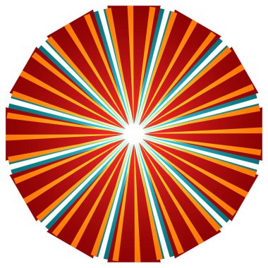 Üst üste binen telleri olan soyut çember geometrik tasarım elemanı. Dairesel, radyal, ışıyan çizgiler tasarım şekli - stok vektör illüstrasyonu, klip- sanat grafikleri