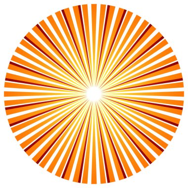 Üst üste binen telleri olan soyut çember geometrik tasarım elemanı. Dairesel, radyal, ışıyan çizgiler tasarım şekli - stok vektör illüstrasyonu, klip- sanat grafikleri