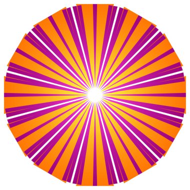 Üst üste binen telleri olan soyut çember geometrik tasarım elemanı. Dairesel, radyal, ışıyan çizgiler tasarım şekli - stok vektör illüstrasyonu, klip- sanat grafikleri