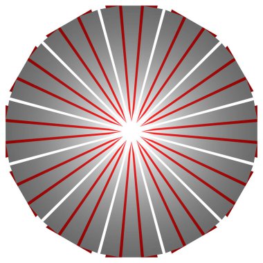 Üst üste binen telleri olan soyut çember geometrik tasarım elemanı. Dairesel, radyal, ışıyan çizgiler tasarım şekli - stok vektör illüstrasyonu, klip- sanat grafikleri