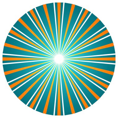 Üst üste binen telleri olan soyut çember geometrik tasarım elemanı. Dairesel, radyal, ışıyan çizgiler tasarım şekli - stok vektör illüstrasyonu, klip- sanat grafikleri