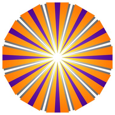 Üst üste binen telleri olan soyut çember geometrik tasarım elemanı. Dairesel, radyal, ışıyan çizgiler tasarım şekli - stok vektör illüstrasyonu, klip- sanat grafikleri