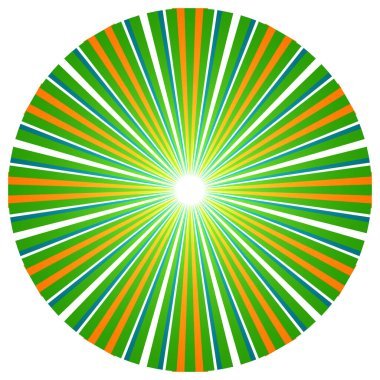 Üst üste binen telleri olan soyut çember geometrik tasarım elemanı. Dairesel, radyal, ışıyan çizgiler tasarım şekli - stok vektör illüstrasyonu, klip- sanat grafikleri