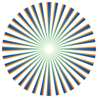 Üst üste binen telleri olan soyut çember geometrik tasarım elemanı. Dairesel, radyal, ışıyan çizgiler tasarım şekli - stok vektör illüstrasyonu, klip- sanat grafikleri