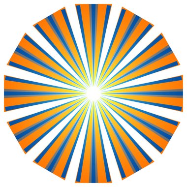 Üst üste binen telleri olan soyut çember geometrik tasarım elemanı. Dairesel, radyal, ışıyan çizgiler tasarım şekli - stok vektör illüstrasyonu, klip- sanat grafikleri