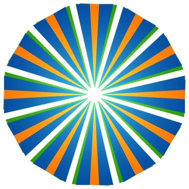 Üst üste binen telleri olan soyut çember geometrik tasarım elemanı. Dairesel, radyal, ışıyan çizgiler tasarım şekli - stok vektör illüstrasyonu, klip- sanat grafikleri