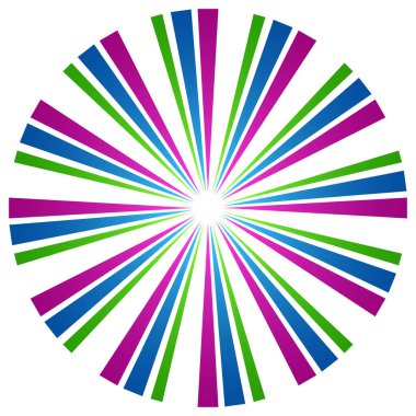 Üst üste binen telleri olan soyut çember geometrik tasarım elemanı. Dairesel, radyal, ışıyan çizgiler tasarım şekli - stok vektör illüstrasyonu, klip- sanat grafikleri