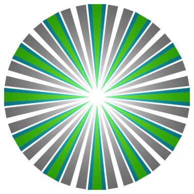 Üst üste binen telleri olan soyut çember geometrik tasarım elemanı. Dairesel, radyal, ışıyan çizgiler tasarım şekli - stok vektör illüstrasyonu, klip- sanat grafikleri