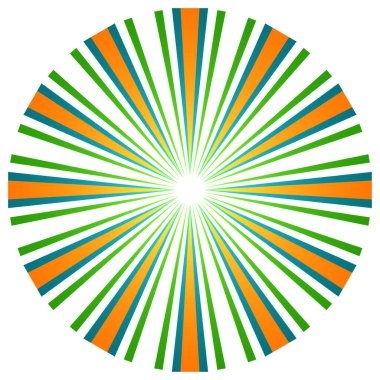 Üst üste binen telleri olan soyut çember geometrik tasarım elemanı. Dairesel, radyal, ışıyan çizgiler tasarım şekli - stok vektör illüstrasyonu, klip- sanat grafikleri