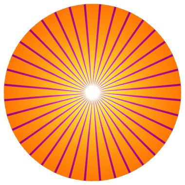 Üst üste binen telleri olan soyut çember geometrik tasarım elemanı. Dairesel, radyal, ışıyan çizgiler tasarım şekli - stok vektör illüstrasyonu, klip- sanat grafikleri