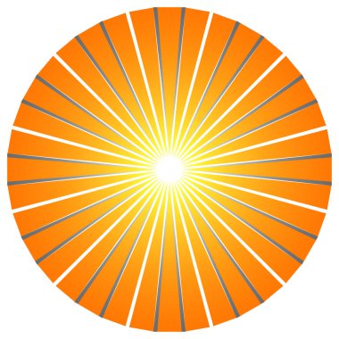 Üst üste binen telleri olan soyut çember geometrik tasarım elemanı. Dairesel, radyal, ışıyan çizgiler tasarım şekli - stok vektör illüstrasyonu, klip- sanat grafikleri