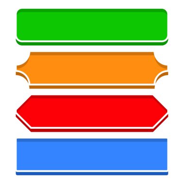 Basit geometrik düğme, pankart, plaket şekli, tasarım elemanı vektörü. Boş, boş dikdörtgen etiketi, etiket - stok vektör illüstrasyonu, klip- sanat grafikleri