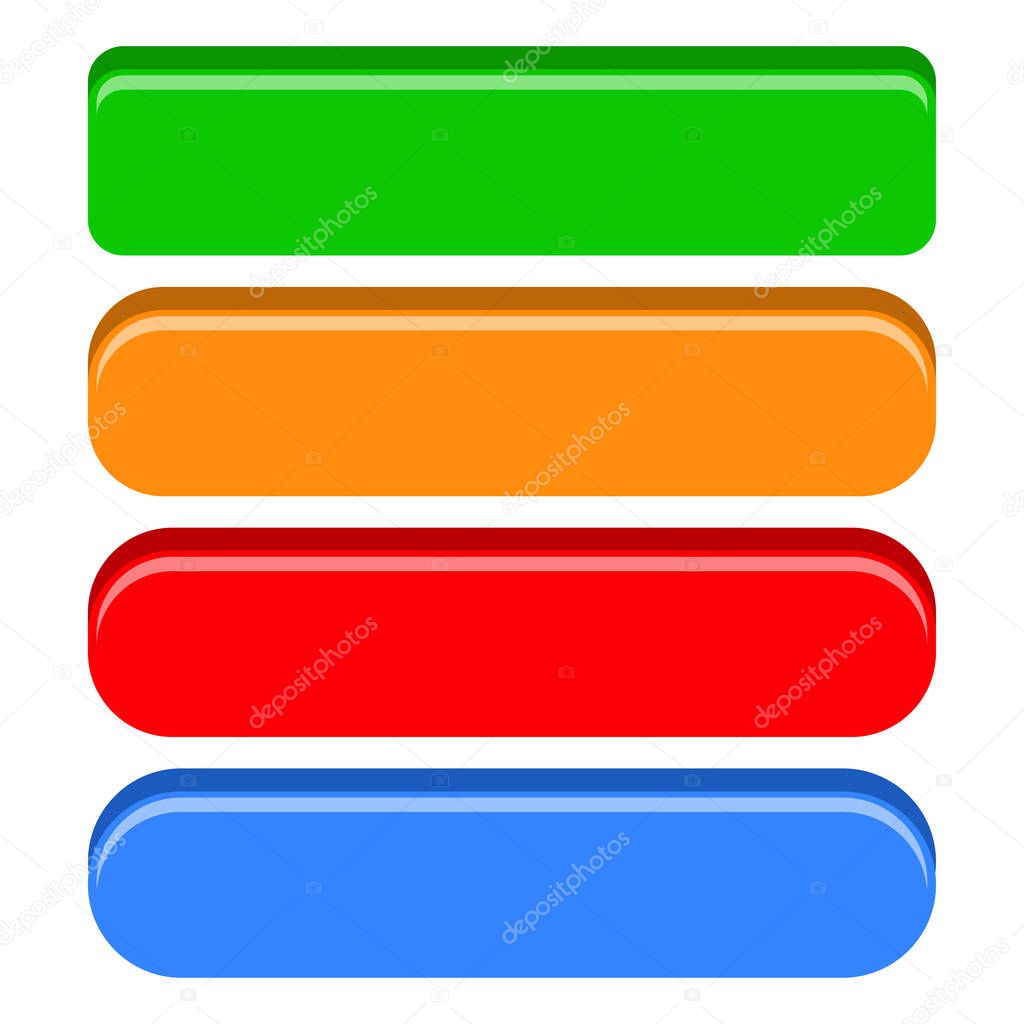 Simple geometric button, banner, plaque shape, design element vector. Empty, blank rectangle tag, label - stock vector illustration, clip-art graphics