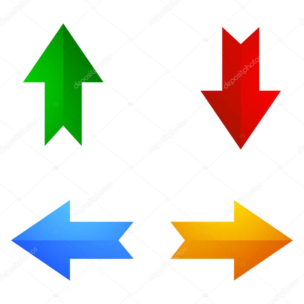 4-way arrows, pointers, cursors shapes - stock vector illustration, clip-art graphics