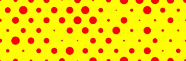 Pop sanat, kırmızı sarı çizgi roman arka planı. Rastgele noktalar, noktalı, daireler, doku elementleri. 1960 'lar, 1970' ler Andy Warhole, Roy Lichtenstein sanat arkaplanı - hisse senedi vektör illüstrasyonu, klip sanatı