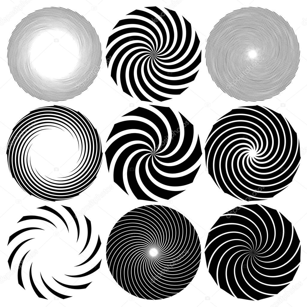 Spiral, swirl, twirl element. Cochlear, vortex, vertigo design shape - stock vector illustration, clip-art graphics