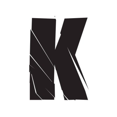 K harfi desenli, kırık, kırık alfabe serisi - stok vektör illüstrasyonu, klip-sanat grafikleri