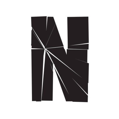 N. harfi desenli. Parçalanmış, kırık, alfabe serisi - stok vektör illüstrasyonu, klip- sanat grafikleri