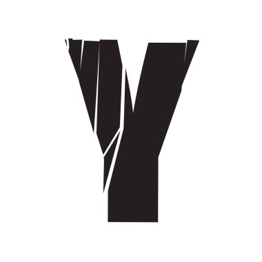 Dokulu Y harfi. Parçalanmış, kırılmış, alfabe serisi - stok vektör illüstrasyonu, klip- sanat grafikleri