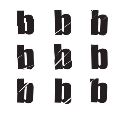 Dokulu B harfi. Parçalanmış, kırılmış, alfabe serisi - stok vektör illüstrasyonu, klip- sanat grafikleri