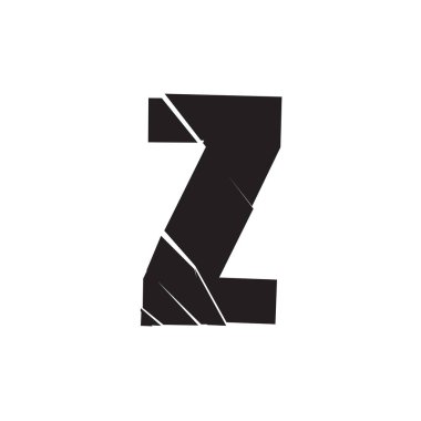 Dokulu Z harfi. Parçalanmış, kırılmış, alfabe serisi - stok vektör illüstrasyonu, klip- sanat grafikleri