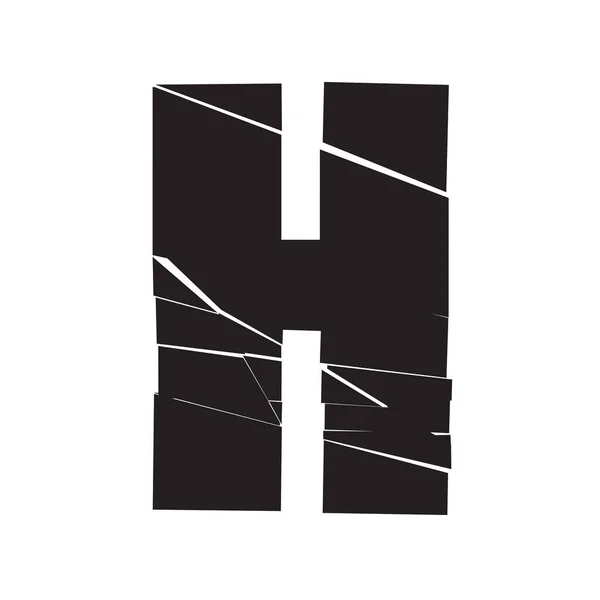 破損したアルファベットシリーズの破損した文字H — ストックベクタ